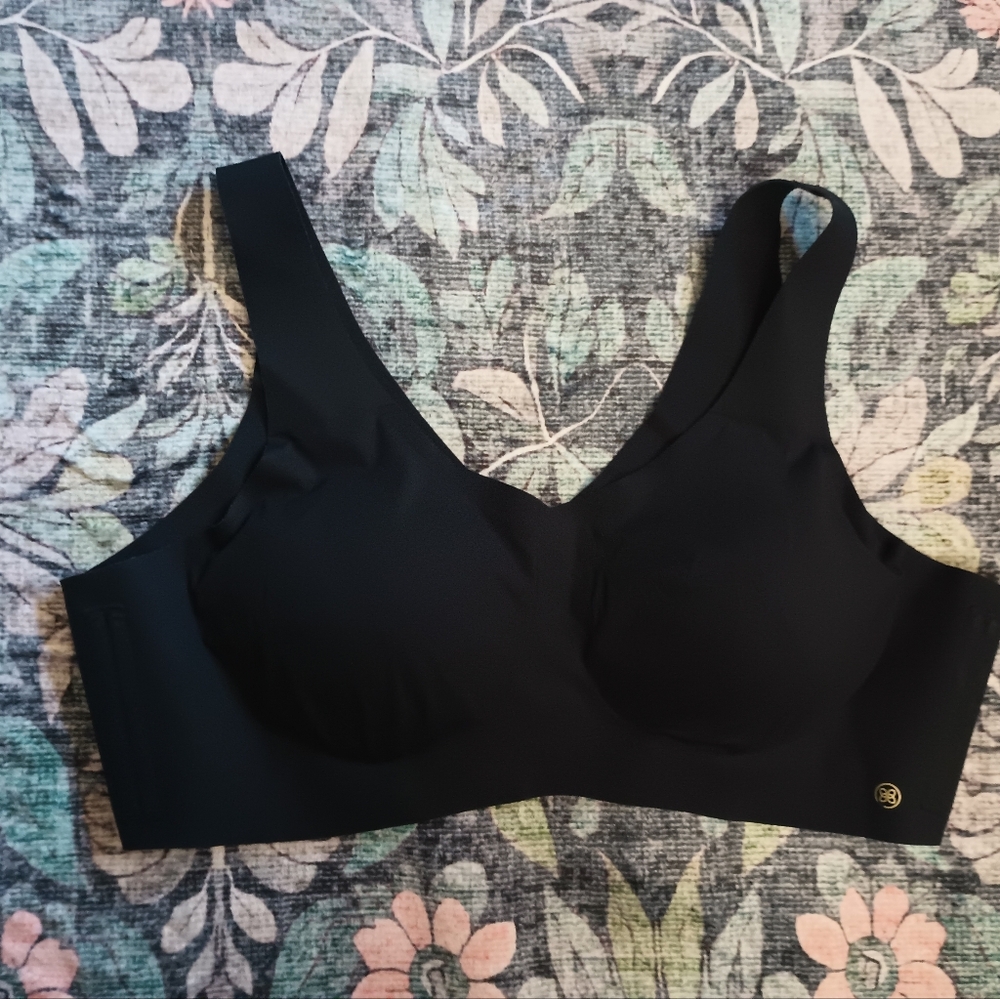 Honeylove V Neck Bra 3X Black Nylon Seamless Padded Boned Comfort Wireless